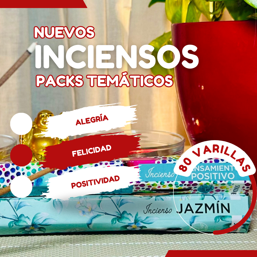 80 Varillas de Incienso Natural Temáticos: Placeres - Sahumerios de Larga Duración (50 min) sin Tóxicos de la India con envoltura Anti-Humedad - ALEGRÍA (Pensamiento Positivo y Jazmín)
