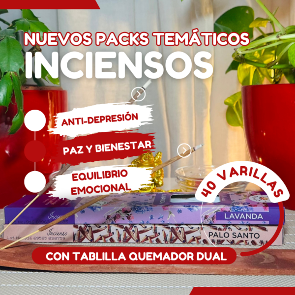 40 Varillas de Inciensos Natural de Larga Duración + Porta-Incienso para 2 Sahumerios Simultáneos Exclusivo. Fragancias Temáticas - Imagen 6