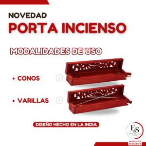 Porta-Incienso Artesanal + 40/80 Varillas Naturales Sin Tóxicos – Soporte Incensario Decorativo Tallado - Hecho en la India para Inciensos Sahumerios y Conos. Fragancias Temáticas Exclusivas