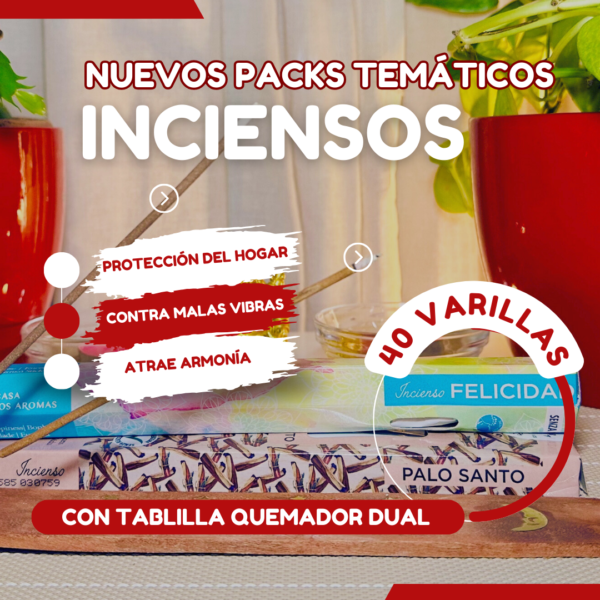 40 Varillas de Inciensos Natural de Larga Duración + Porta-Incienso para 2 Sahumerios Simultáneos Exclusivo. Fragancias Temáticas - Imagen 4